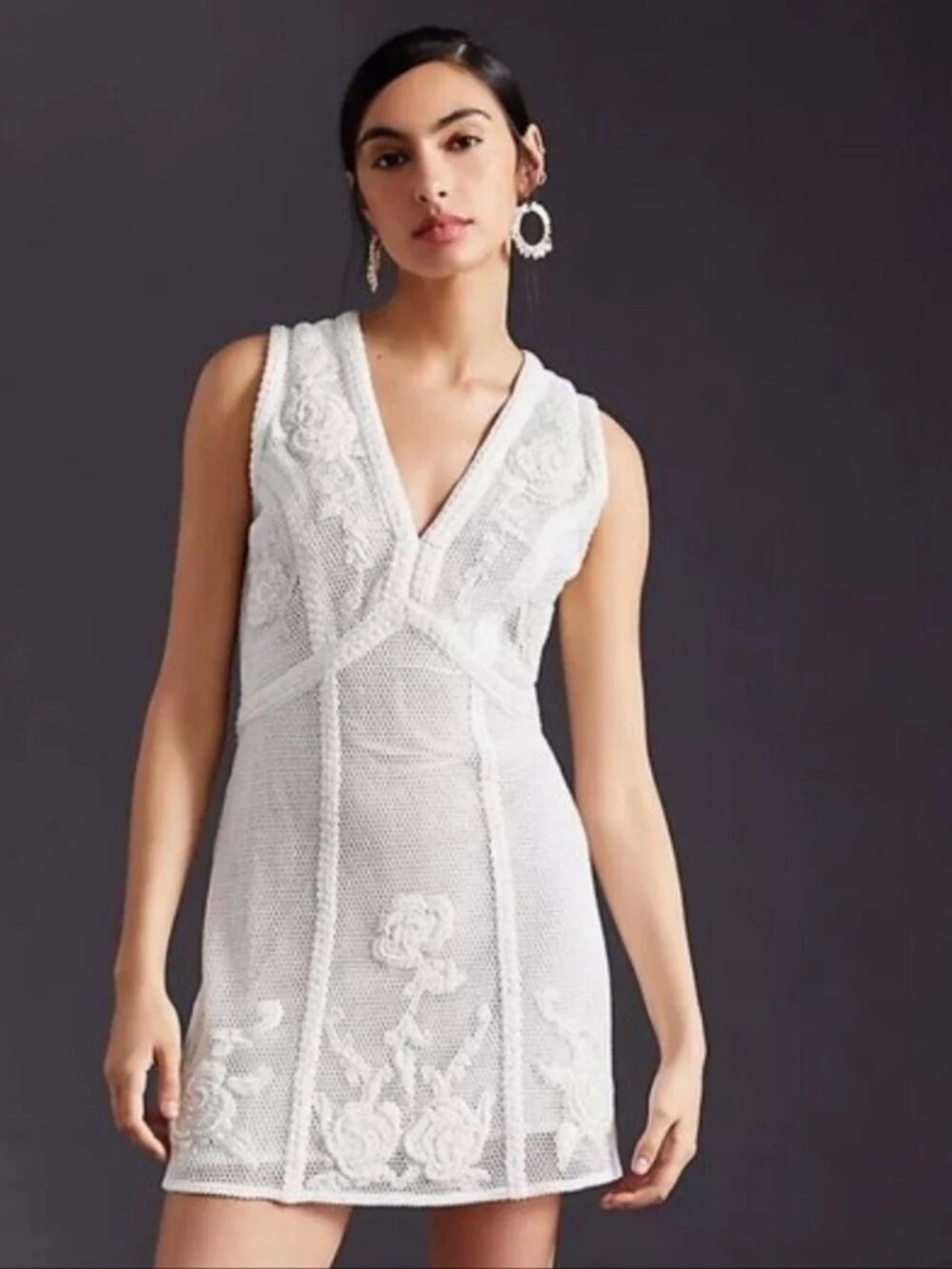 Anthropologie X Not So Serious Pallavi Mohan Lace Sequin Embellished Mini Dress